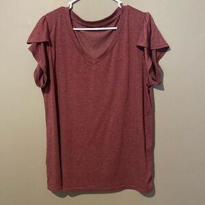 Ruffle sleeve tee shirt